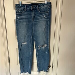 Buckle Black Blue Distressed Ankle Jeans